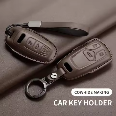 Leather Car Key Case Cover For Audi A4L A5 Q7 TT TTS A3 A4 B9 A6 A7 4K A8 E-tron Q5 Q8 C8 D5 SQ8 Car