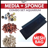 ITOSHI Aquarium Combo Set Sponge With Bio Media Aquarium Bio Media Filter Nitrifying Bacteria