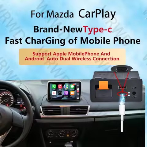 P3B Type-c Fast Charging For Apple Android AUTO Wireless Connected For Mazda 2 3 6 CX30 CX5 CX8 CX9 