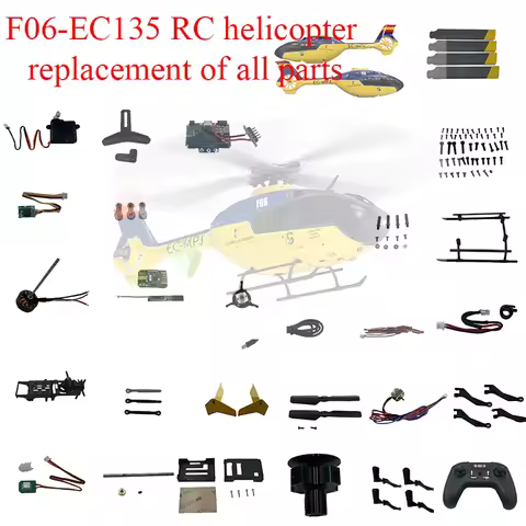 F06-EC135 RC helicopter replacement of all parts, motors, servos, receiver plates, casings, landing 