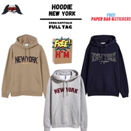 (3.3) HM New York Grey Brown Navy Hoodie FREE PAPER BAG Full Tag Crewneck Sweater Jacket for Men, Wo