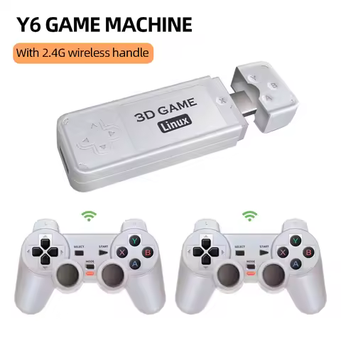Y6 2.4G Wireless Game TV Stick Retro PS1 Family Portable Video Game Console 128G 10000+ Games Emuele