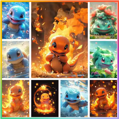 Charmander Pokemon Anime Japanese Diamond Painting Mosaic Embroidery Cross Stitch Kit Printed Drawin