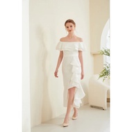 White Off Shoulder Dress Wedding/ROM/Dinner