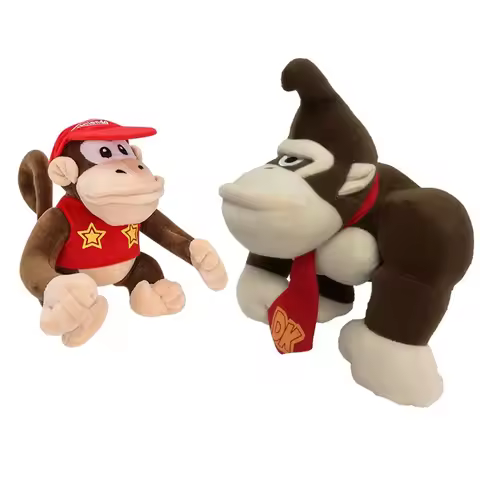 Super Mario Game Donkey Kong & Friends Plush Set - Giant Ape with Little Monkey, Classic Video Game 