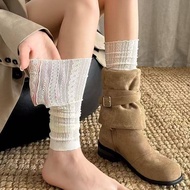 boots boots women Boots Extended Socks White Lace Lace Socks Socks Women's Autumn and Winter Mid-tub