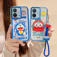 Luxury Cute Cartoon Doraemon Frog Loopy with Hand Strap Vivo Y77 5G Y77e(t1) Y77e 5G Phone Case for 