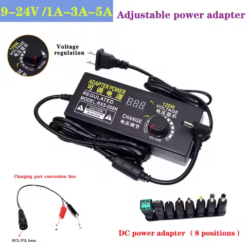Adjustable AC To DC Power Supply 9V 12V 15V 18V 24V 1A 3A 5A Power Supply Adapter Universal 220V To 
