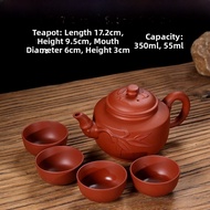 Handmade Large Bamboo Tea Pot Set Purple Clay Gongfu Tea Utensils Wealthy Bamboo Design Big Capacity