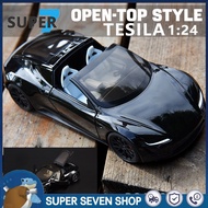 1:24 Tesla Convertible Sports Car Space Edition Pull Back Toy Car Music Car Model Ornament Toy