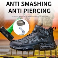Leather Work Sneakers Lightweight Waterproof Work Shoes Steel Toe Work Boots For Men Women Anti Punc