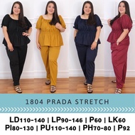JUMBO 1804 JULITA BIGSIZE TOP+PANT SET PR4DA STRETCH MATERIAL FIT TO XXL