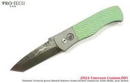&lt;刀之林&gt;PROTECH Emerson CQC7 Custom.001 綠Jigged鋁鈦柄大馬士革鋼彈簧刀