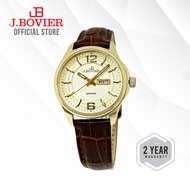 J.Bovier Leather Day & Date Classic Quartz Women Watch | Casual Watch | Fashion Watch B15-QS182LYGL_