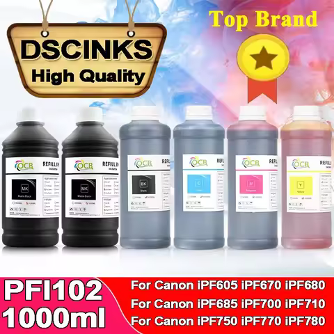 1000ml*6 PFI-102 PFI-104 Dye Ink MK Pigment Ink for Canon IPF605 IPF670 IPF680 IPF685 IPF700 IPF710 