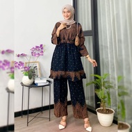 ART A38R Women's Suit One Set Women's Tiedye Tunic LD 12 Batik Motif Sultan Busui Long Sleeve Drawst