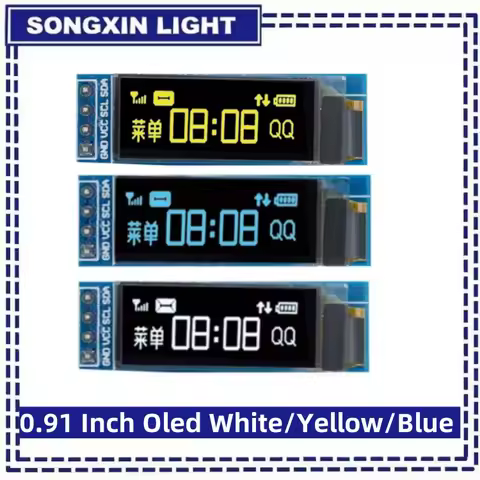I2C OLED Display Module 0.91 Inch I2C SSD1306 OLED Display Module Yellow/White/BLUE I2C OLED Screen 