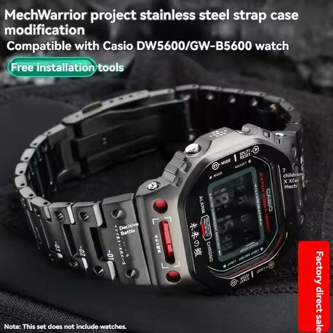 For Casio G-SHOCK Small Square DW5600E GW-B5600 DW-5000 GW-5000 Modified Mech Warrior Metal Case Sta
