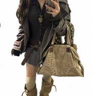 Women's Large Shoulder Bag Vintage Boho Grunge Studs