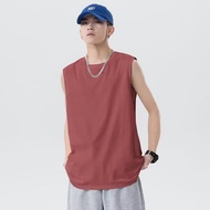 TIDE BEAR เสื้อกล้ามผู้ชายแฟชั่นหลวมเสื้อกล้ามกีฬาลำลองสีทึบ