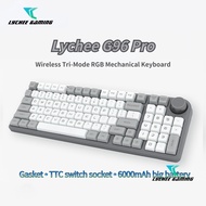 2023 New V2 Lychee G96 Pro wireless Bluetooth 5.0/3.0+2.4g+ wired Tri-mode RGB mechanical keyboard h