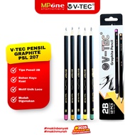 (1 BOX) V-TEC 2B Graphite Wood Pencil PSL 207 2B Exam Pencil/ Black Cover V-TEC