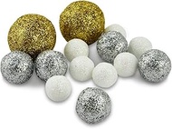 Meyercordt GmbH Glitter Styrofoam Balls 3 cm White Pack of 9 Modern Snow Globes