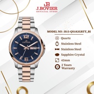 J.Bovier Quartz Day & Date Classic Sapphire Men Watch | Casual Watch | Fashion Watch B15-QS182GRTT_B