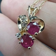 จี้ทองคำแท้ 14k ทับทิมแท้ เพชรแท้ พร้อมสร้อยคอ 14k