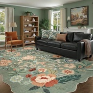 DCX Vintage Floral Washable Area Rug 5x7, Non Slip Low Pile Rug, Sage Green | Rugs For Bedroom, Livi