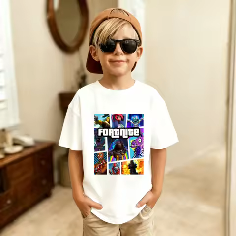 Fortnite Game T-Shirt Summer Cartoon Children Cosplay Short Sleeve Cotton T-Shirt for Boys Girls Kid