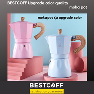 BESTCOFF Upgrade color moka pot หม้อต้มกาแฟสด สีมุก เตาไฟฟ้า ขนาด 3,6 cup
