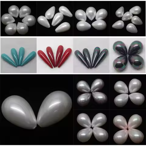 Mini. Order is $7! 8x14-16x25mm White Shell Pearl Teardrop Raindrop Half Drilled Hole Earring Beads 