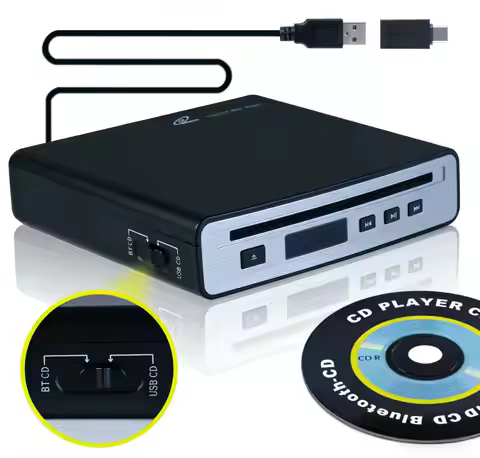 Car CD Player for Portable, External Car CD player, Dual-Mode USB or Bluetooth CD Player with for Ca