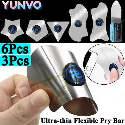 6Pcs 3Pcs 0.1mm Ultra-thin Flexible Stainless Ssteel Pry Bar Crowbar Removal Card Suitable For iPhon