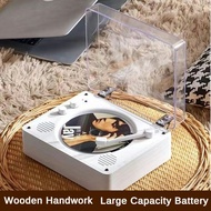 Vintage Vinyl CD Player Mobile Bluetooth Large Battery Sound System Stereo Dual Speaker Record Player 10W