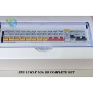 DB BOX EPS / SCHNEIDER 15WAY PVC DB BOX SET WITH 1P + N SWITCH FUSE 2P 40A 100MA RCCB/ELCB & 6A/10A/