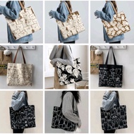 NF totebag biu biu cat abstract motif canvas cat aesthetic tote bag korean style