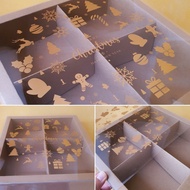 5 Pcs Christmas Mica Cardboard Box Cake Box Eggtart Hampers Packaging Merry Christmas 4 Sections Siz