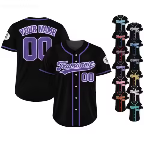 Custom Baseball Jersey Team Name Number Personalized Baseball Jersey Black Purple Jersey Uniform For
