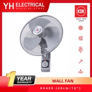 KDK Metal Wall Fan Kv408 - Pull Cord, 3 Speed, 3 Metal Blades, Grey (16″ - Fan Blade) Kv-408 Kipas D