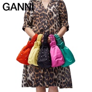 [End of Season Discount] Ganni Female Bag Green Pleated Bucket Bag Handbag Crossbody Bag A4503801