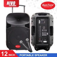 BareTone Speaker Portable Speaker With Two Handheld Wireless Mic  - 12 Inch / 15 Inch