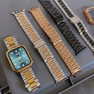 A4 Apple watch 仿 陶瓷塗層 鋅合金錶殼 四色 錶帶 steel watch case w/ rubber strap - watch band designed for iWatch Series 7/6/5/4/SE 44mm 45mm (RM style cartier rolex ap 仿金屬改裝)