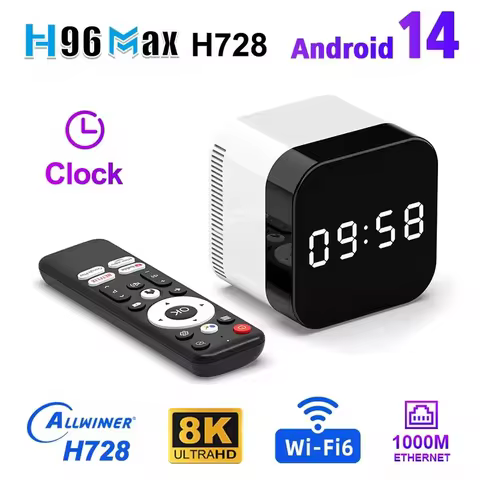 H96 MAX H728 Smart TV Box Android 14 4G 128G 8K 4K HD 1000M LAN Wifi6 BT Google Voice Assistant Medi
