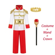 United Nations Royal Prince Red Costume for Kids Boys Halloween Birthday Party Clothes Crown Cloak S