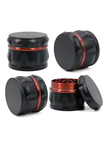 Newest Tobacco Black Big Size 63MM Zinc Alloy 4 Layer with Screen Drum Concave Metal Herb Mills Spic