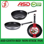 Cookware GUSTO RED Non-Stick Deep Wok Pan / Fry Pan 22CM | 24CM | 26CM | 28CM
