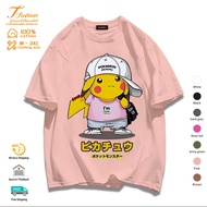 เสื้อยืดแขนสั้น ผ้าฝ้าย พิมพ์ลายโปเกม่อน ปิกาจู ทรงหลวม สไตล์ญี่ปุ่น แฟชั่นสําหรับผู้ชาย และผู้หญิง