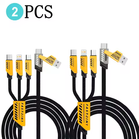 1/2PCS 2-in-3 240W USB/Type-c To Type-c/Micro/L Super Fast Charging Mecha Data Cable 1.2M For iPhone